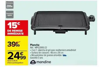 Carrefour Plancha mandine offre