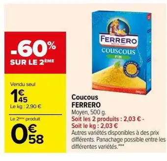 Carrefour Couscous ferrero offre