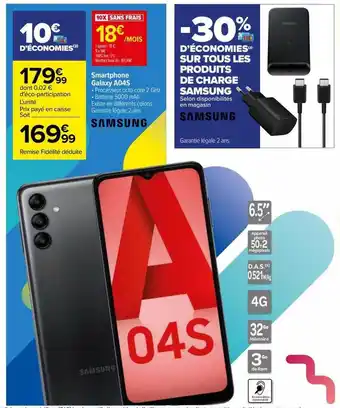 Carrefour Smartphone galaxy a04s samsung offre