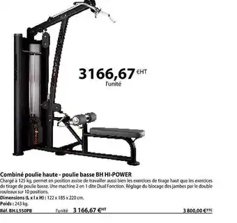Casal Sport Combiné poulie haute - poulie basse bh hi-power offre