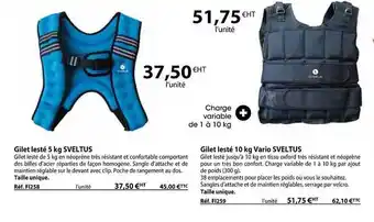 Casal Sport Gilet lesté 5 kg sveltus, gilet lesté 10 kg vario sveltus offre