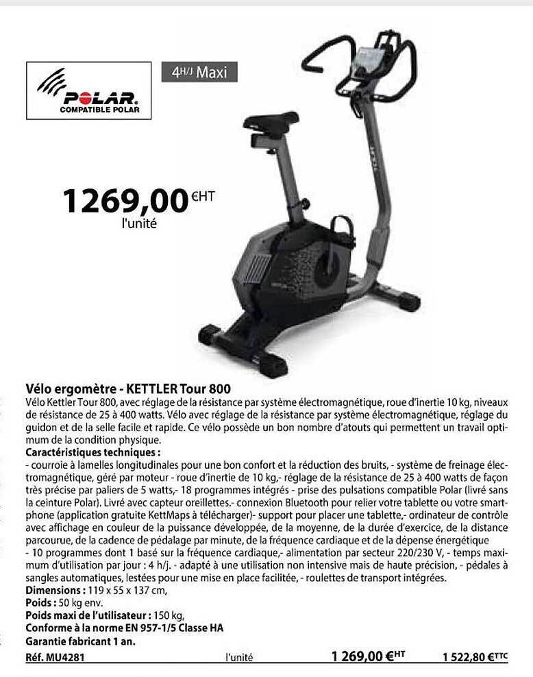 Velo discount ergometre kettler