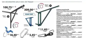 Casal Sport Potence murale fixe ges, potence murale rabattable ges, support plafond pour sac de frappe, maillon ovale à vis hexagonal, to offre
