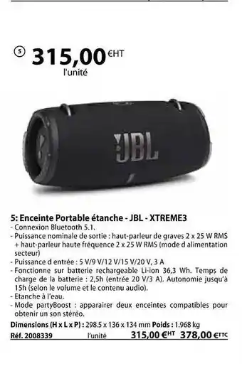 Casal Sport Enceinte portable étanche - jbl - xtreme3 offre