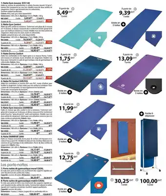 Casal Sport Natte gym mousse eco 140, natte gym confort, natte dermo confort, natte fit confort sveltus, natte gym intensive sarneige, na offre