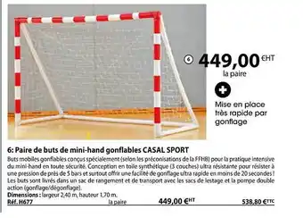 Casal Sport Paire de buts de mini-hand gonflables casal sport offre