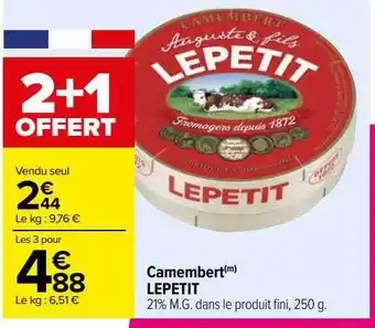Carrefour Camembert lepetit offre