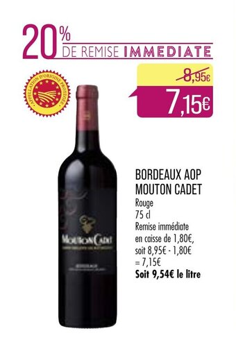 Match Bordeaux AOP Mouton Cadet offre