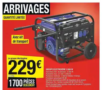 Brico Dépôt Groupe électrogène 3 000 w offre
