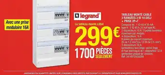 Brico Dépôt Tableau monté câblé 3 rangées 3 id 10 disj + prise 2p+t legrand offre