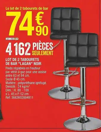 Brico Dépôt Lot de 2 tabourets de bar offre