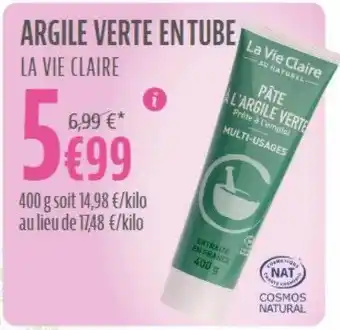 La Vie Claire Argile verte en tube la vie claire offre
