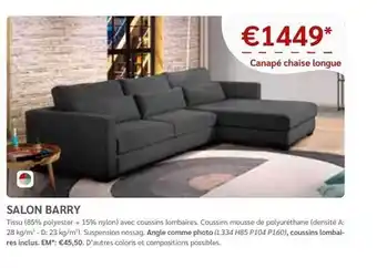 Meubles Crack Salon barry - canapé chaise longue offre