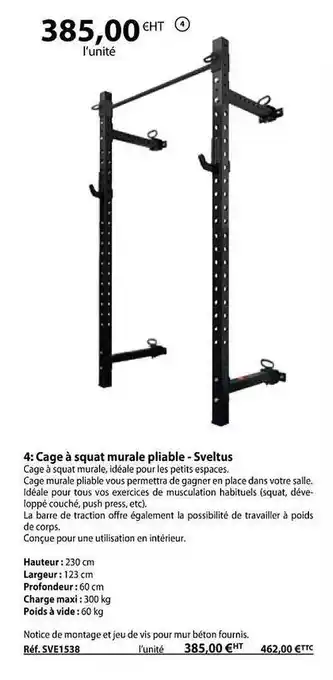 Casal Sport Cage à squat murale pliable - sveltus offre