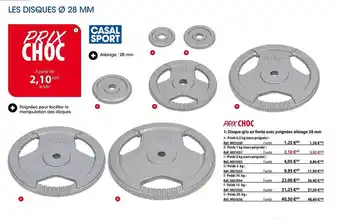 Casal Sport Disque gris en fonte avec poignées alésage 28 mm offre