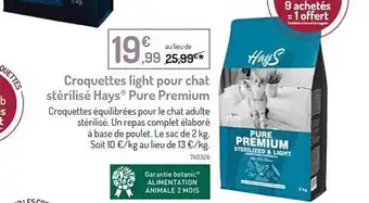 Botanic Croquettes light pour chat stérilisé hays pure premium offre