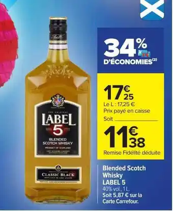 Carrefour Blended scotch whisky label 5 offre