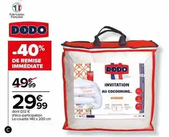 Carrefour La couette 140 x 200 cm dodo offre