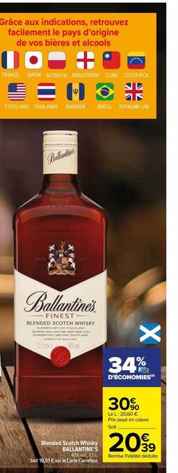 Carrefour Blended scotch whisky ballantine's offre