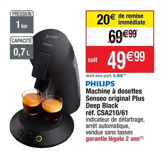 Cora x Carrefour Machine à dosettes senseo original plus deep black offre