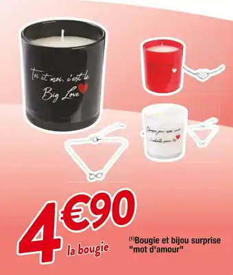 Cora x Carrefour Bougie et bijou surprise "mot d'amour" offre