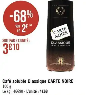 Casino Hyperfrais Café soluble classique CARTE NOIRE offre