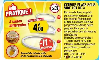 Outiror Couvre-plats sous vide lot de 3 -71% de réduction offre