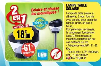 Outiror Lampe table solaire -61% de réduction offre