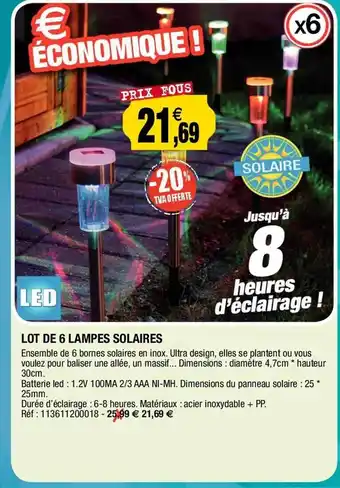 Outiror Lot de 6 lampes solaires offre