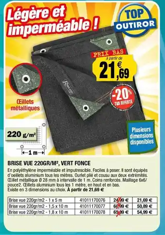 Brise vue 220 gr-mÂČ, vert foncĂ©