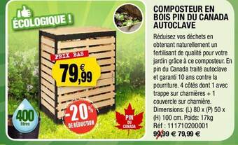 Outiror Composteur en bois pin du canada autoclave offre