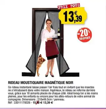 Outiror Rideau moustiquaire magnétique noir offre