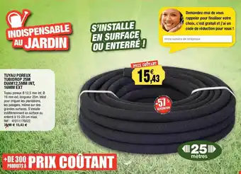 Outiror Tuyau poreux tubidrop 25m diam 12,5 mm int, 16 mm ext offre
