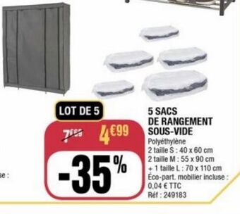 La Foir'Fouille 5 sacs de rangement sous-vide offre