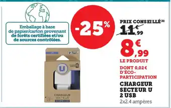 Super U Chargeur Secteur U 2 USB offre