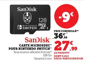 Super U Carte Microsdxc Pour Nintendo Switch offre