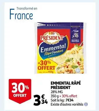 Auchan Emmental Râpé Président offre