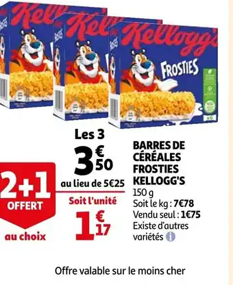 Auchan Barres de Céréales Frosties Kellogg's offre