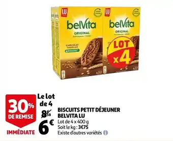 Auchan Biscuits Petit Déjeuner BelVita Lu offre