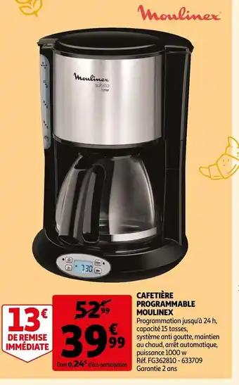 Auchan Cafetière Programmable Moulinex offre