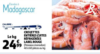Auchan Crevettes Entières Cuites Réfrigérées Label Rouge offre