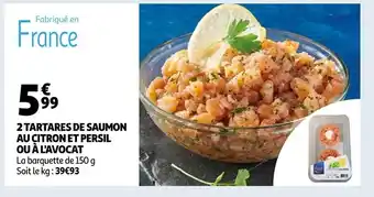 Auchan 2 Tartares de Saumon au Citron et Persil ou à L'Avocat offre