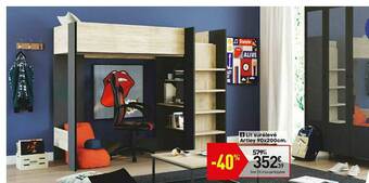 Conforama Lit Surélevé Artley 90x200cm offre