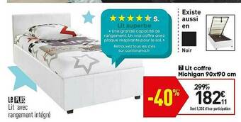 Conforama Lit Coffre Michigan 90x190 Cm offre