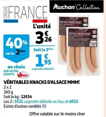 Auchan Véritabls Knacks D'Alsace MMM! offre