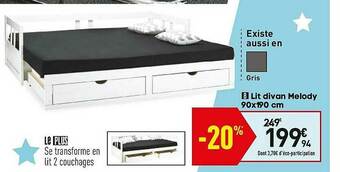 Conforama Lit Divan Melody 90x190 Cm offre