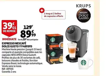 Auchan Expresso nescafé dolce gusto yy4893fd krups offre
