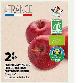 Auchan Pommes swing bio filière auchan cultivons le bon offre