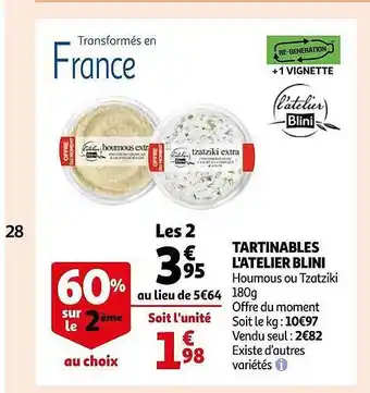 Auchan Tartinables l'atelier blini offre