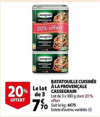 Auchan Ratatouille cuisinée à la provençale cassegrain offre